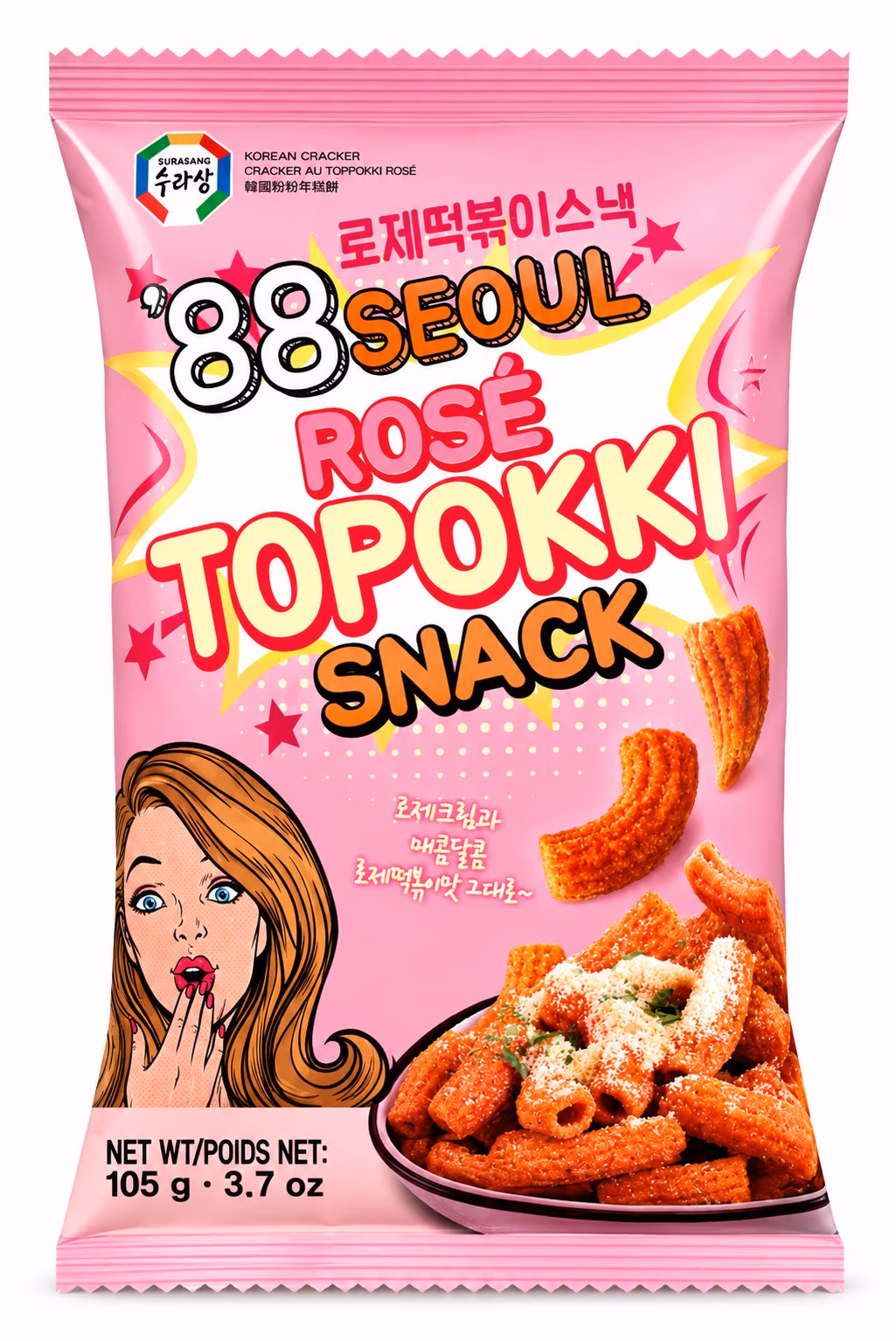 88 Seoul Rose Topokki, Snack Coréen Saveur Rosé 105g