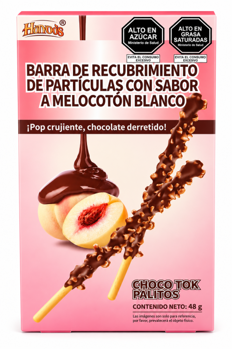 Hilda’s Choco Tok Palitos Bâtonnets Croustillants Chocolat Blanc & Pêche 48g